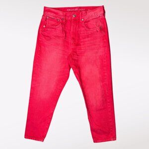 American Eagle High Rise Girlfriend Jeans Light Red Wash X Short Size 6